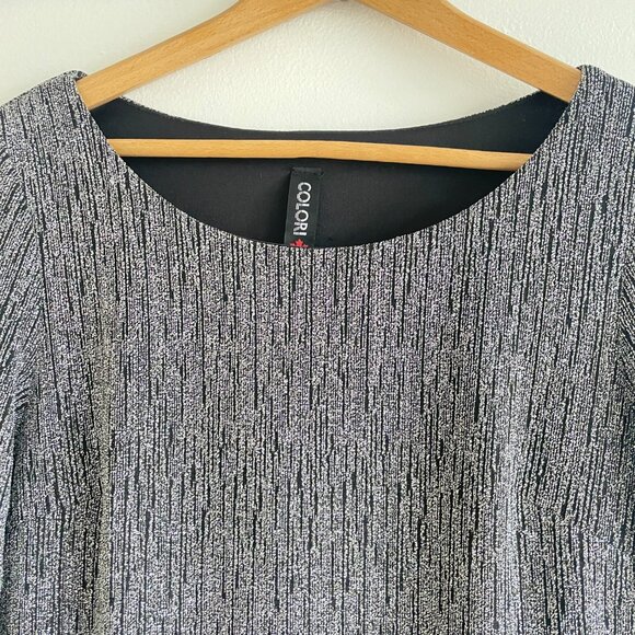 Silver Party Dress. Bell Sleeves. Size S. - Picture 3 of 10